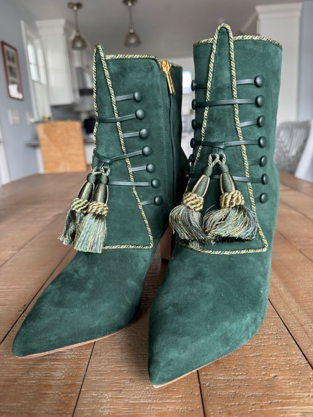 Rare Sarah Flint Green Suede Vintage Victorian Whimsigoth Boot 8.5 Retails $1200 - Picture 3 of 5